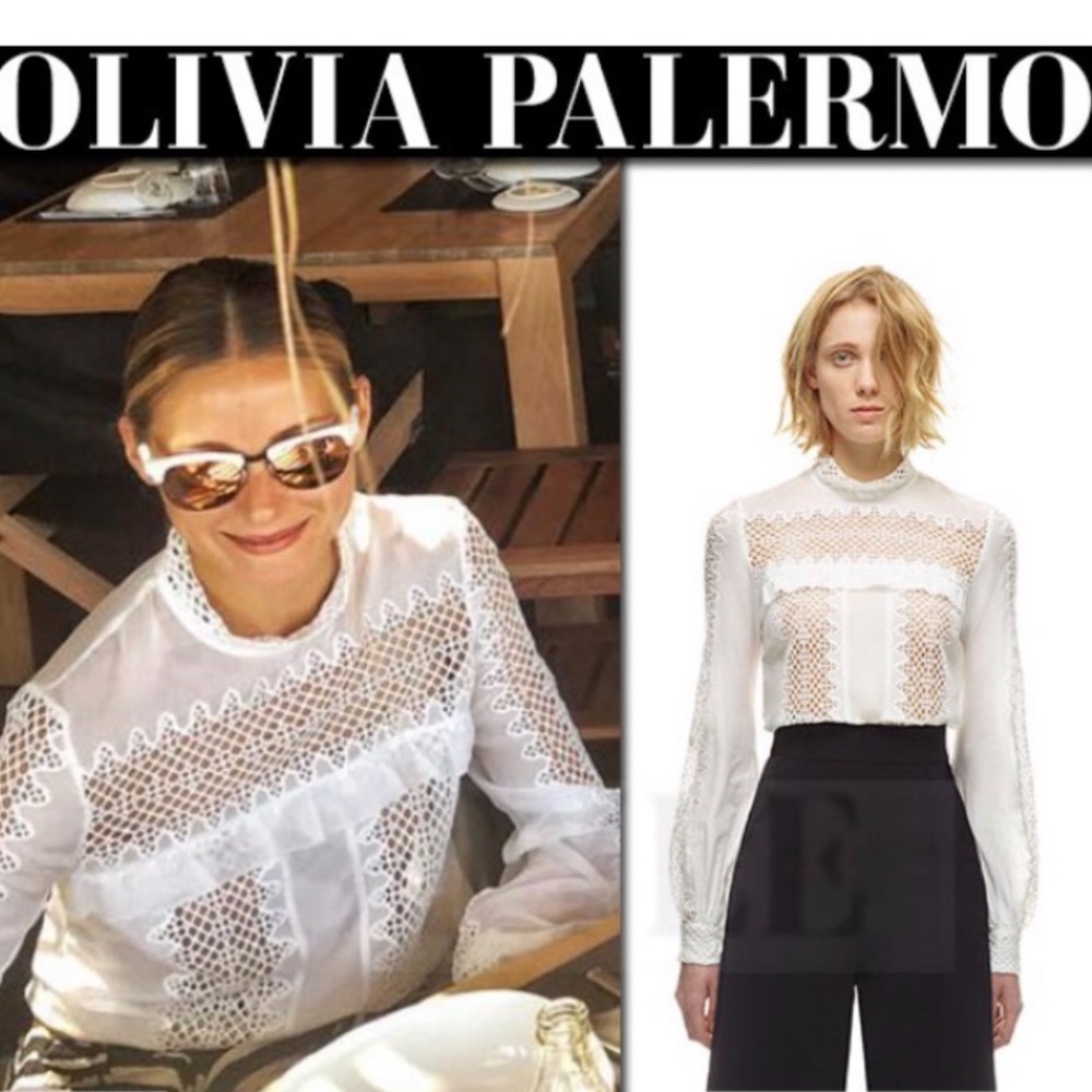 Self-Portrait ivory ruffled blouse. Size 6. Seen on Olivia Palermo